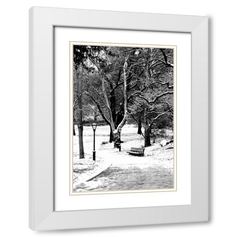 Central Park Snowy Scene White Modern Wood Framed Art Print with Double Matting by Grey, Jace