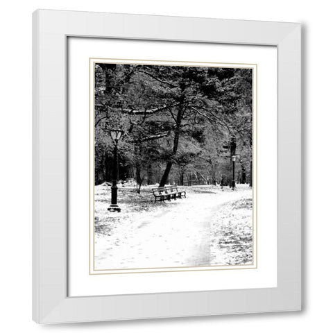 Central Park Snowy Scene 2 White Modern Wood Framed Art Print with Double Matting by Grey, Jace