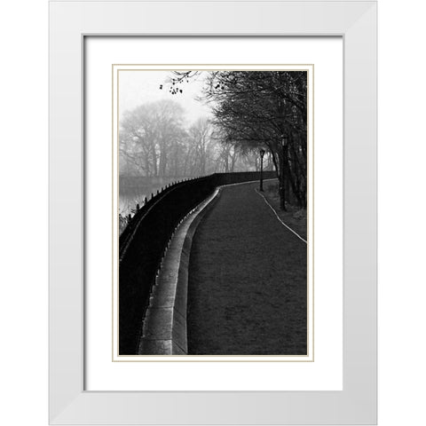 Central Park Endless Path White Modern Wood Framed Art Print with Double Matting by Grey, Jace