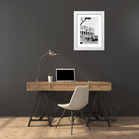 Colessium With Moped Rome White Modern Wood Framed Art Print with Double Matting by Grey, Jace