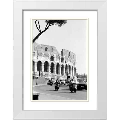 Colessium With Moped Rome White Modern Wood Framed Art Print with Double Matting by Grey, Jace