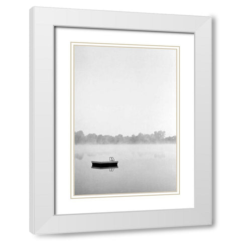 Pretty Lake WI White Modern Wood Framed Art Print with Double Matting by Grey, Jace