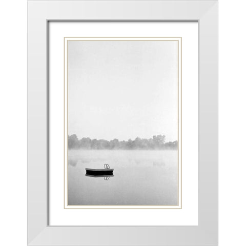 Pretty Lake WI White Modern Wood Framed Art Print with Double Matting by Grey, Jace