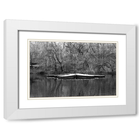 Central Park Rowboats Together White Modern Wood Framed Art Print with Double Matting by Grey, Jace