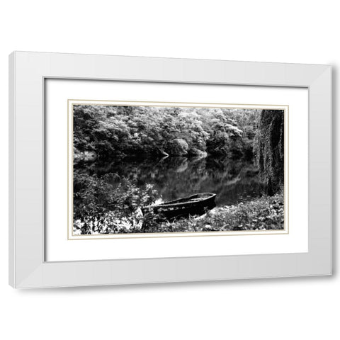 Central Park Rowboat White Modern Wood Framed Art Print with Double Matting by Grey, Jace