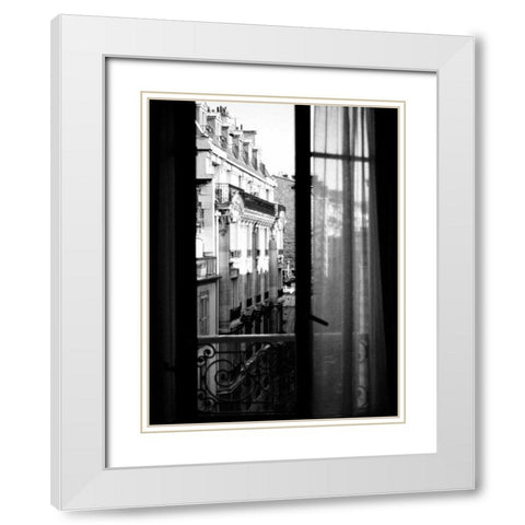 Paris Hotel Window White Modern Wood Framed Art Print with Double Matting by Grey, Jace