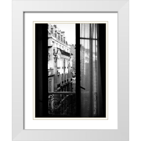 Paris Hotel Window White Modern Wood Framed Art Print with Double Matting by Grey, Jace