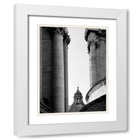 Vatican Dome and Column White Modern Wood Framed Art Print with Double Matting by Grey, Jace