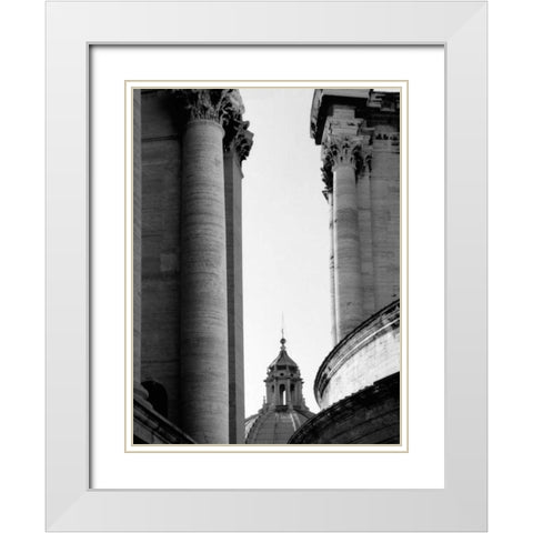 Vatican Dome and Column White Modern Wood Framed Art Print with Double Matting by Grey, Jace