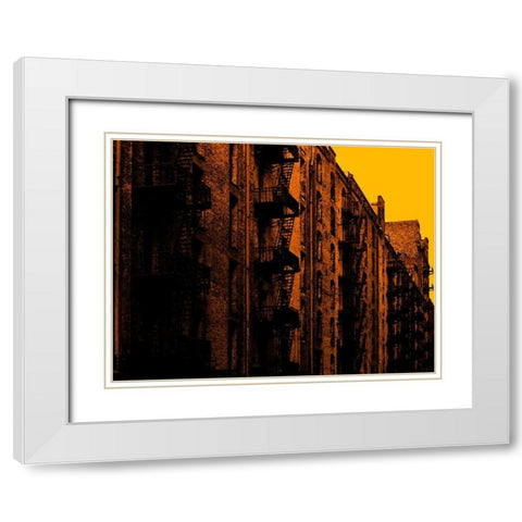 Fire Escapes White Modern Wood Framed Art Print with Double Matting by Pica, Jeff