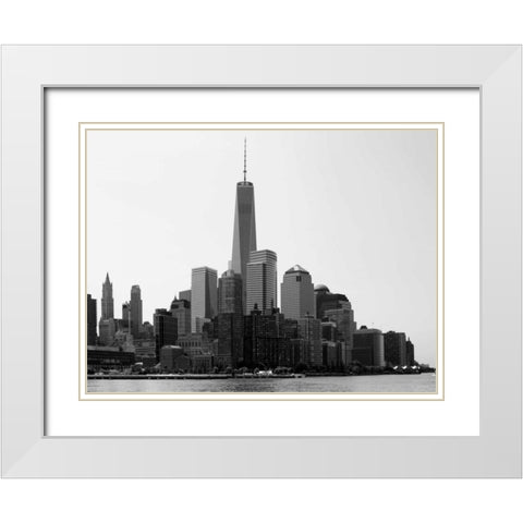 Freedom Tower White Modern Wood Framed Art Print with Double Matting by Pica, Jeff