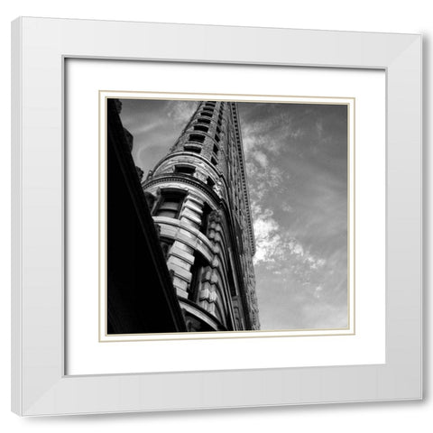 Beneath Flatiron Building White Modern Wood Framed Art Print with Double Matting by Pica, Jeff