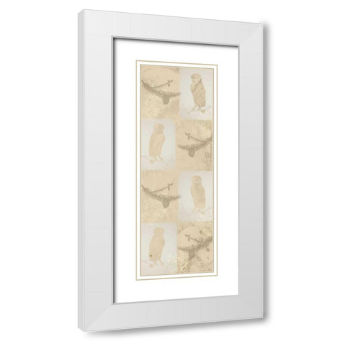 Cream Owl Silhouette White Modern Wood Framed Art Print with Double Matting by Allen, Kimberly