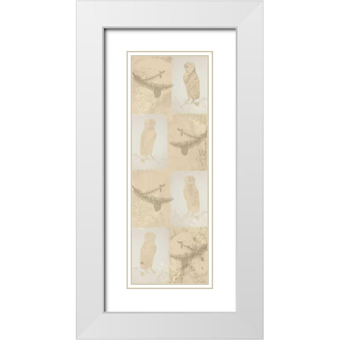 Cream Owl Silhouette White Modern Wood Framed Art Print with Double Matting by Allen, Kimberly