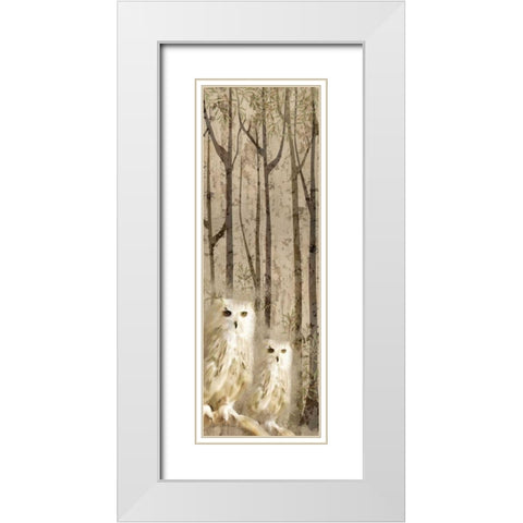 Owls In the Trees White Modern Wood Framed Art Print with Double Matting by Allen, Kimberly