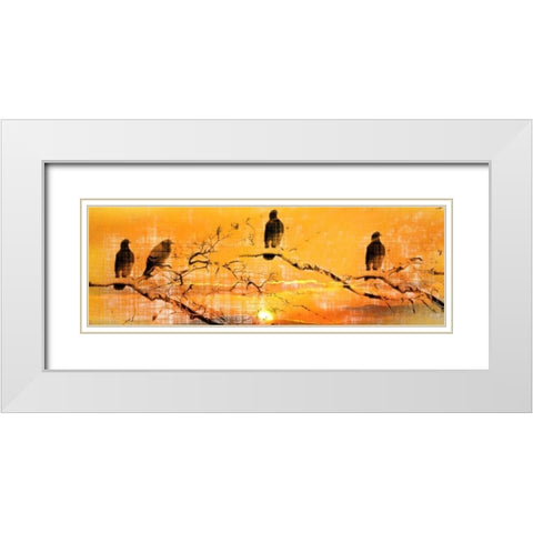 Black Birds White Modern Wood Framed Art Print with Double Matting by Allen, Kimberly