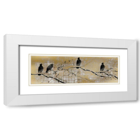 Black Birds White Modern Wood Framed Art Print with Double Matting by Allen, Kimberly