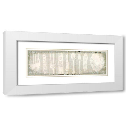 Antique Cutlery White Modern Wood Framed Art Print with Double Matting by Allen, Kimberly