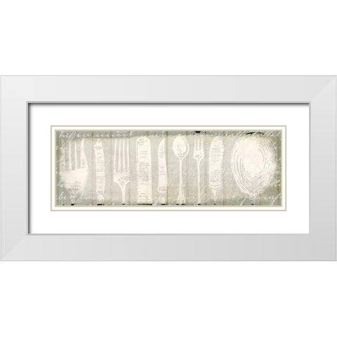 Antique Cutlery White Modern Wood Framed Art Print with Double Matting by Allen, Kimberly