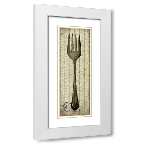 Antique Fork White Modern Wood Framed Art Print with Double Matting by Allen, Kimberly