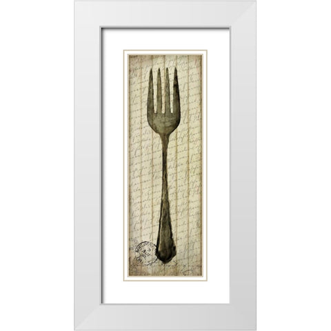 Antique Fork White Modern Wood Framed Art Print with Double Matting by Allen, Kimberly