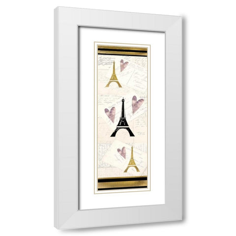 Paris Love White Modern Wood Framed Art Print with Double Matting by Allen, Kimberly