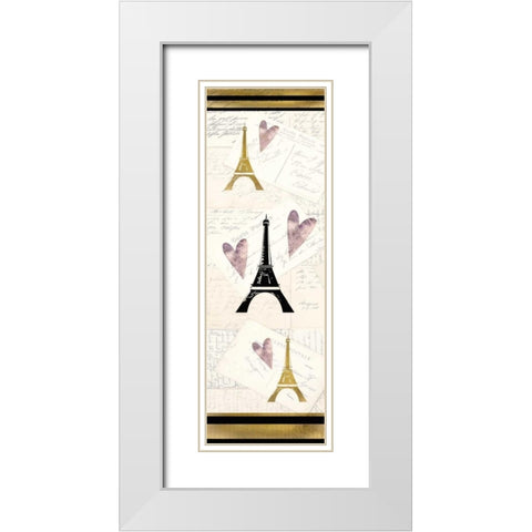 Paris Love White Modern Wood Framed Art Print with Double Matting by Allen, Kimberly