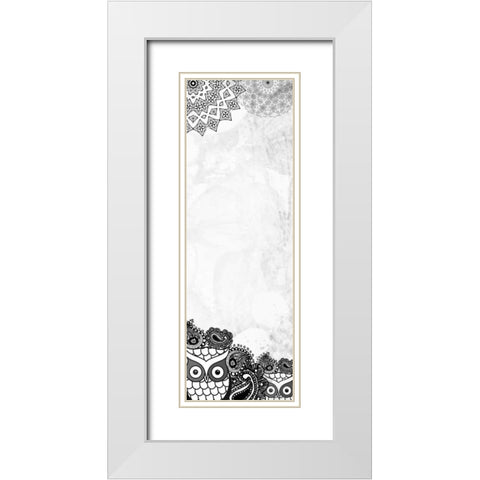 Owls and Paisleys White Modern Wood Framed Art Print with Double Matting by Allen, Kimberly