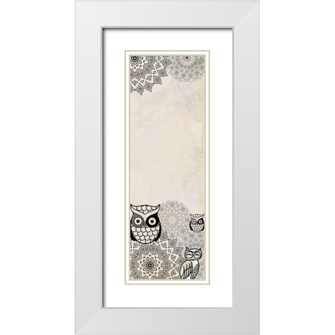 Owls in Beige White Modern Wood Framed Art Print with Double Matting by Allen, Kimberly