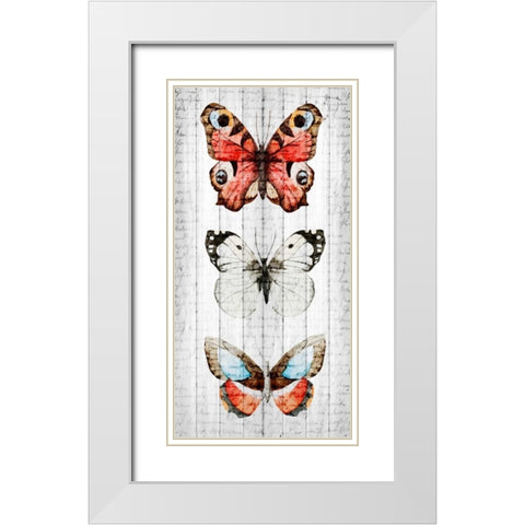 Vintage Butterfly 2 White Modern Wood Framed Art Print with Double Matting by Allen, Kimberly