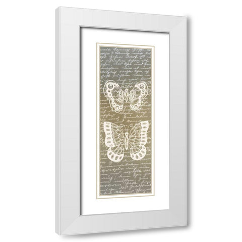 Butterfly Panel 2 White Modern Wood Framed Art Print with Double Matting by Allen, Kimberly