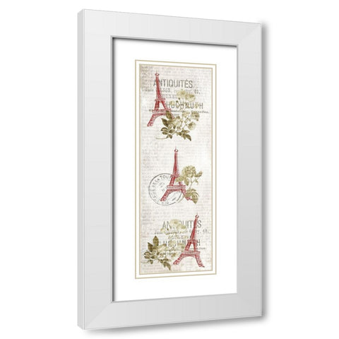 Paris Script panel White Modern Wood Framed Art Print with Double Matting by Kimberly, Allen