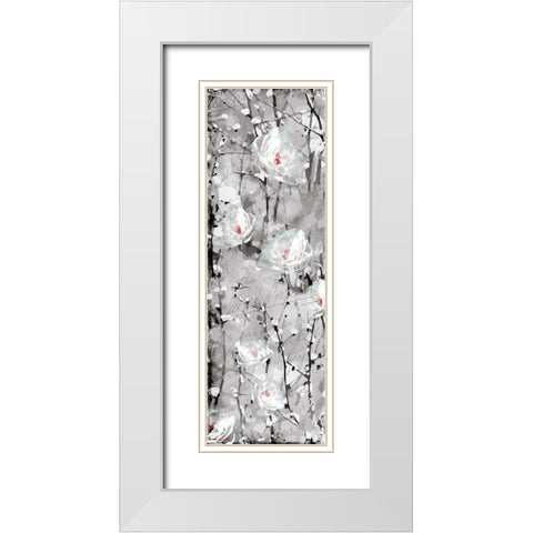 Blooming in White 1 White Modern Wood Framed Art Print with Double Matting by Kimberly, Allen