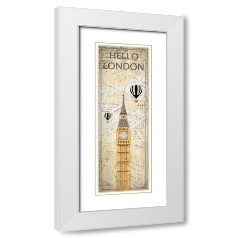 Hello Travel 1 White Modern Wood Framed Art Print with Double Matting by Kimberly, Allen