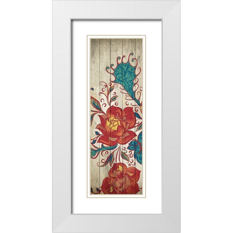 Floral Spice Panel 1 White Modern Wood Framed Art Print with Double Matting by Kimberly, Allen