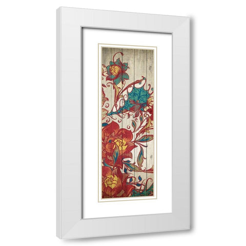 Floral Spice Panel 3 White Modern Wood Framed Art Print with Double Matting by Kimberly, Allen