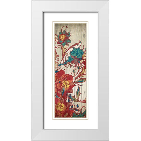 Floral Spice Panel 3 White Modern Wood Framed Art Print with Double Matting by Kimberly, Allen