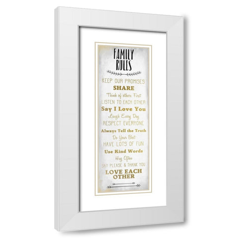 Family Rules v6 White Modern Wood Framed Art Print with Double Matting by Kimberly, Allen