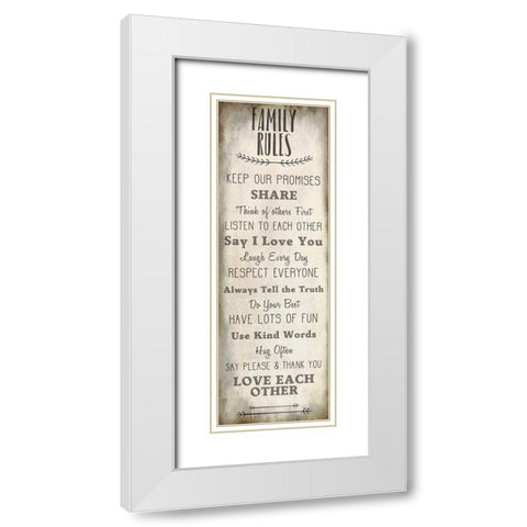 Family Rules v2 White Modern Wood Framed Art Print with Double Matting by Kimberly, Allen