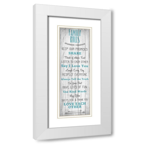 Family Rules v3 White Modern Wood Framed Art Print with Double Matting by Kimberly, Allen