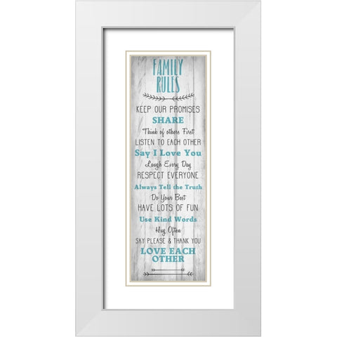 Family Rules v3 White Modern Wood Framed Art Print with Double Matting by Kimberly, Allen