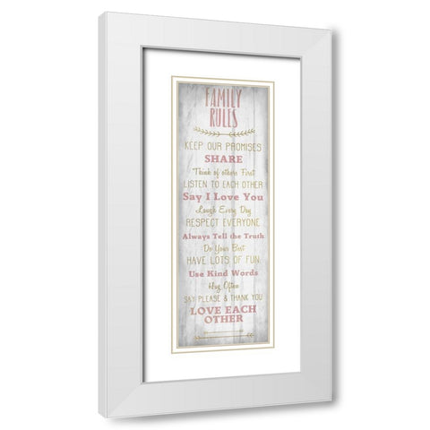 Family Rules v4 White Modern Wood Framed Art Print with Double Matting by Kimberly, Allen