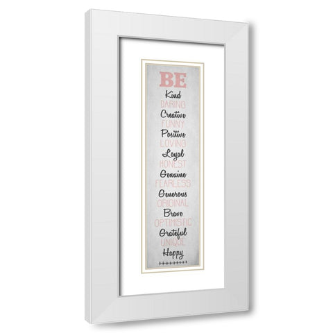 BE Happy v3 White Modern Wood Framed Art Print with Double Matting by Kimberly, Allen