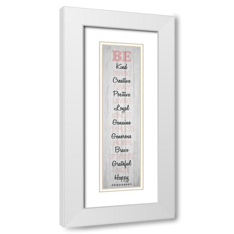 BE Happy v4 White Modern Wood Framed Art Print with Double Matting by Kimberly, Allen