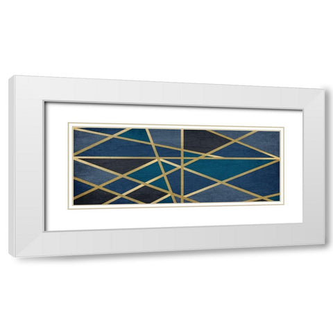 Gold and Blue Maze White Modern Wood Framed Art Print with Double Matting by Kimberly, Allen