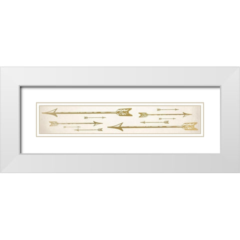 Golden Arrows White Modern Wood Framed Art Print with Double Matting by Kimberly, Allen