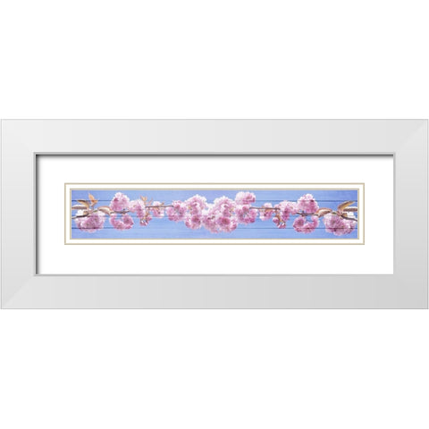 Pink Blossoms White Modern Wood Framed Art Print with Double Matting by Kimberly, Allen