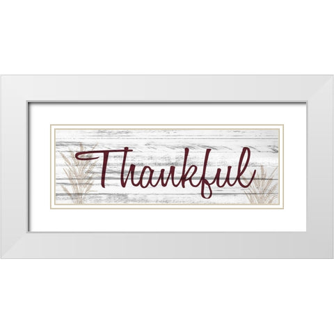 Thankful White Modern Wood Framed Art Print with Double Matting by Kimberly, Allen