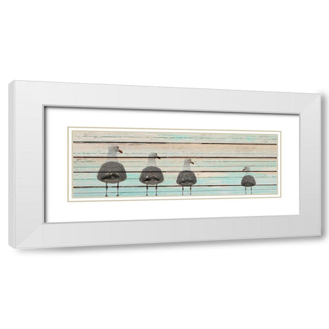 Seagulls White Modern Wood Framed Art Print with Double Matting by Kimberly, Allen