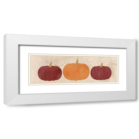 Pumpkins in a Row White Modern Wood Framed Art Print with Double Matting by Kimberly, Allen